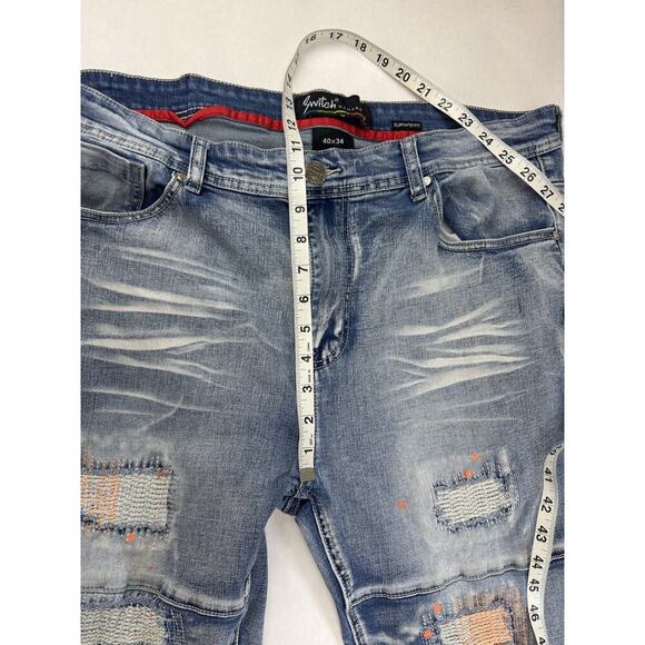 Switch Remarkable Stacked Jeans Streetwear Distressed Slim Taper Fit Paint 40*34 - Picture 3 of 9
